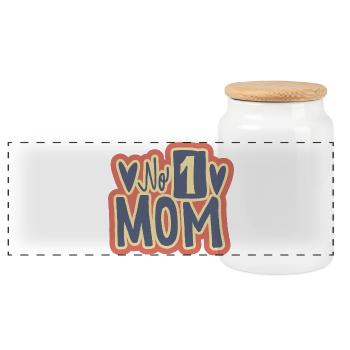 No. 1 Mom Vintage-Motiv - Panorama Keksdose mit Holzdeckel - Weiß - Vorne