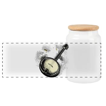 Banjo Grafik - Panorama Keksdose mit Holzdeckel - Weiß - Vorne