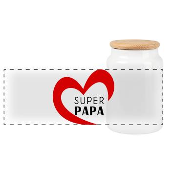 DAD. FATHER'S DAY. HAPPY FATHER'S DAY. HAPPY BIRTHDAY. - Panoramic Cookie Jar with Wooden Lid - white - Front