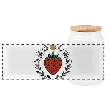 Fraise et phases de lune - Magical Nature Design - Boîte à biscuits avec couvercle en bois - blanc - Devant