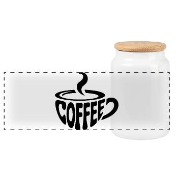 Coffee - Cool Café Logo - Panoramic Cookie Jar with Wooden Lid - white - Front