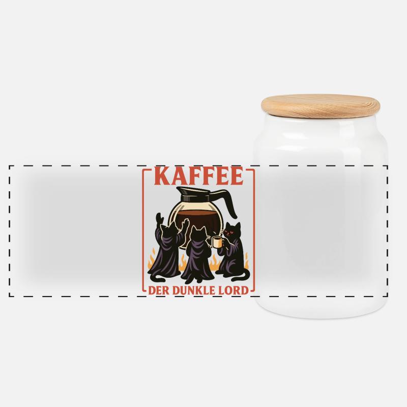 Kaffee Der Dunkle Lord - Panorama Keksdose mit Holzdeckel - Weiß