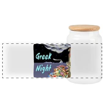Greek Night - Panorama Keksdose mit Holzdeckel - Weiß - Vorne