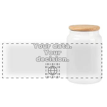 Vos données. Votre décision - Déclaration de confidentialité - Boîte à biscuits avec couvercle en bois - blanc - Devant