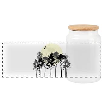 Conception de silhouette de la forêt céleste - Boîte à biscuits avec couvercle en bois - blanc - Devant