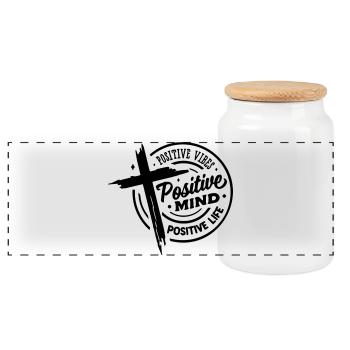 Abstraktes geometrisches Muster T-Shirt-Design - Panorama Keksdose mit Holzdeckel - Weiß - Vorne