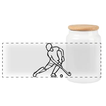 Field hockey players - Panoramic Cookie Jar with Wooden Lid - white - Front