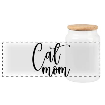 Cat Mom, Katzen Mama, Funny Shirt - Panorama Keksdose mit Holzdeckel - Weiß - Vorne