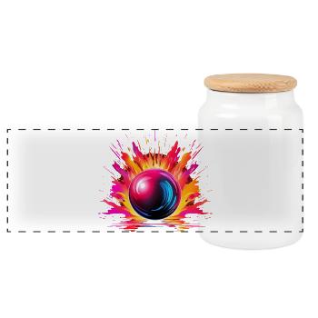 Bowling - Panorama Keksdose mit Holzdeckel - Weiß - Vorne