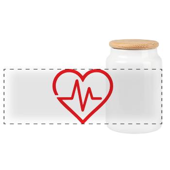 Herzschlag-Linie Herz-Icon-Design - Panorama Keksdose mit Holzdeckel - Weiß - Vorne