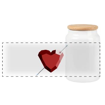 Wounded Ruby Heart – Love, Beauty, and Breakup - Panoramic Cookie Jar with Wooden Lid - white - Front