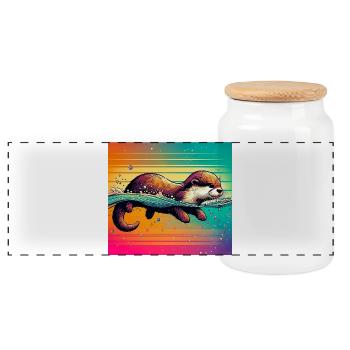 Otter - Panorama Keksdose mit Holzdeckel - Weiß - Vorne