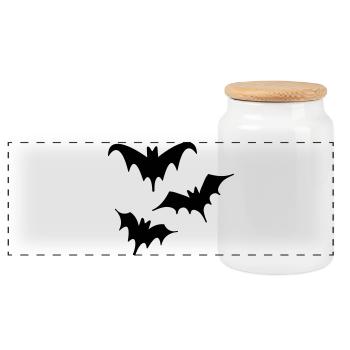 Fledermäuse Halloween Kunst Trio - Panorama Keksdose mit Holzdeckel - Weiß - Vorne