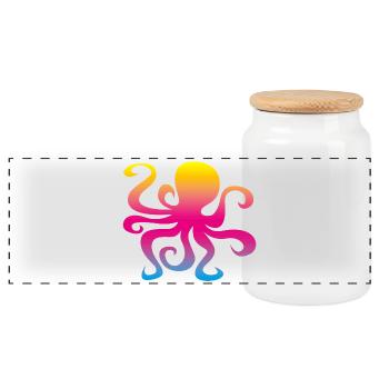 Pieuvre Calmar Arc-en-ciel Coloré Enfants - Boîte à biscuits avec couvercle en bois - blanc - Devant
