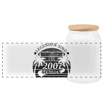 Legenden sind im 2007 geboren - Geburtstag  - Panorama Keksdose mit Holzdeckel - Weiß - Vorne
