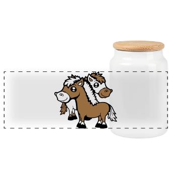 2 Chevaux Homme Femme Amoureux Amis Amour Équipe - Boîte à biscuits avec couvercle en bois - blanc - Devant