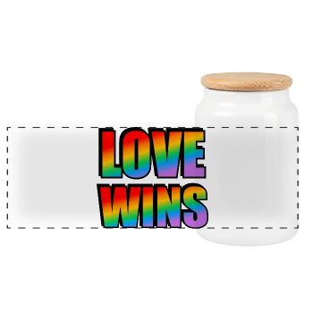 L’AMOUR GAGNE LA FIERTÉ DE L’ARC-EN-CIEL - Boîte à biscuits avec couvercle en bois - blanc - Devant