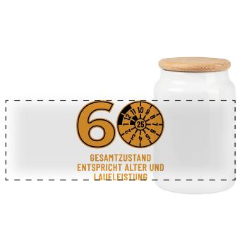 HU October 2025 - 60 Years - Birthday Gift - Panoramic Cookie Jar with Wooden Lid - white - Front