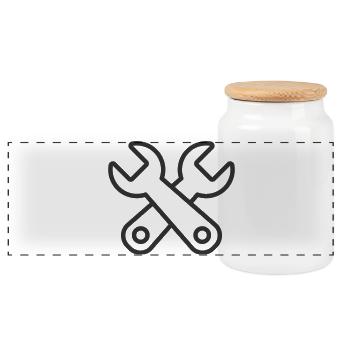 Minimalist Crossed Tools Line Art Icon - Panoramic Cookie Jar with Wooden Lid - white - Front