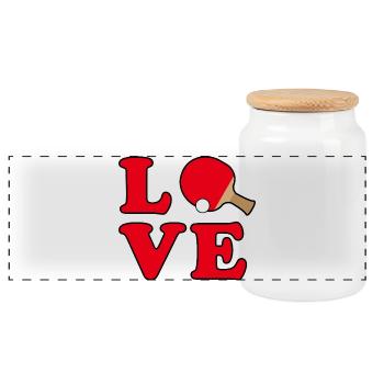 Table Tennis Love - Panoramic Cookie Jar with Wooden Lid - white - Front