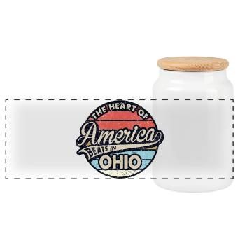 Heart of America in Ohio Design - Panoramic Cookie Jar with Wooden Lid - white - Front