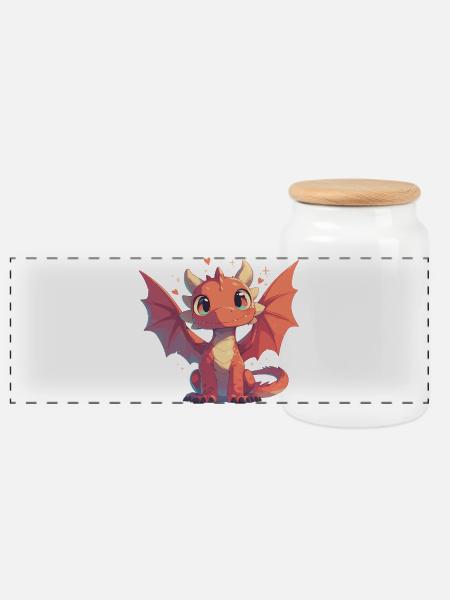 Drachen Drache - Panorama Keksdose mit Holzdeckel - Weiß