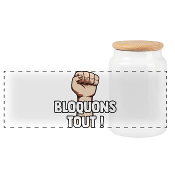 Let's Block Everything! September 10th Blockade Movement - Panoramic Cookie Jar with Wooden Lid - white - Front