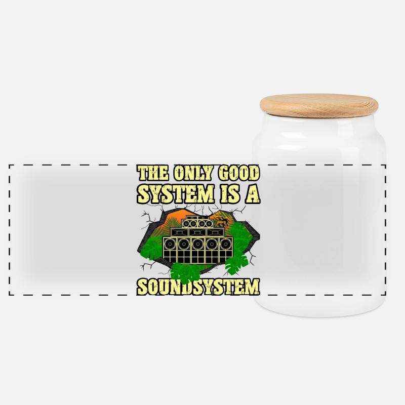 Dub Soundsystem - Panoramic Cookie Jar with Wooden Lid - white