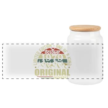 october 1979 - 46th birthday gift october - Panoramic Cookie Jar with Wooden Lid - white - Front