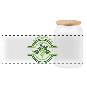 Logo vigne Bourguignonne avec des escargots  - Boîte à biscuits avec couvercle en bois - blanc - Devant