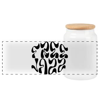 Conception du logo Free Jazz - Boîte à biscuits avec couvercle en bois - blanc - Devant