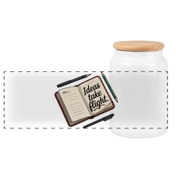 Conception de journal d'idées de vol inspirant - Boîte à biscuits avec couvercle en bois - blanc - Devant