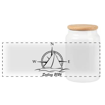 Sailing 2026 - Panorama Keksdose mit Holzdeckel - Weiß - Vorne