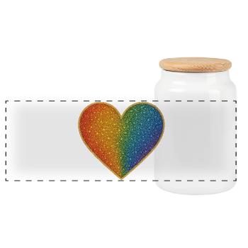 Funkelndes Regenbogenherz Design - Panorama Keksdose mit Holzdeckel - Weiß - Vorne