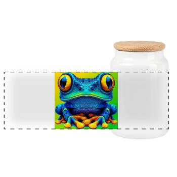 Frosch - Panorama Keksdose mit Holzdeckel - Weiß - Vorne