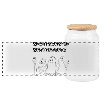 SportsGeisterSFB avec lettrage - Boîte à biscuits avec couvercle en bois - blanc - Devant