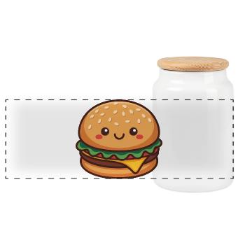 Kawaii Hamburger - Boîte à biscuits avec couvercle en bois - blanc - Devant
