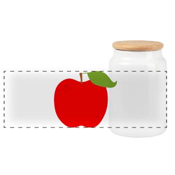 Lebendiger roter Apfel Illustration - Panorama Keksdose mit Holzdeckel - Weiß - Vorne