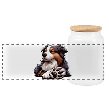 Australian Shepherd Aussie Aussiebesitzer Aussies - Panorama Keksdose mit Holzdeckel - Weiß - Vorne