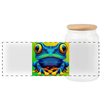 Frosch - Panorama Keksdose mit Holzdeckel - Weiß - Vorne