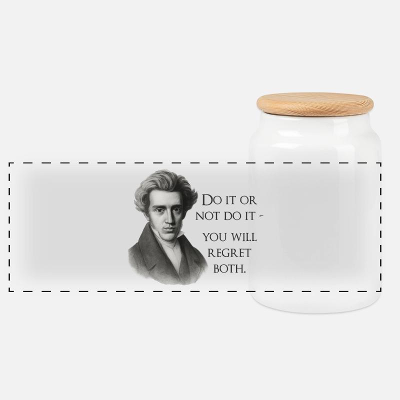 Zitat Kierkegaard: Tu es oder mach es nicht - Panorama Keksdose mit Holzdeckel - Weiß