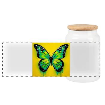 Schmetterling - Panorama Keksdose mit Holzdeckel - Weiß - Vorne