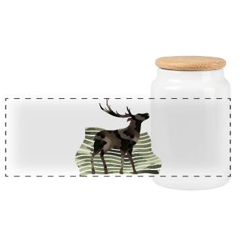 Cerf - Boîte à biscuits avec couvercle en bois - blanc - Devant