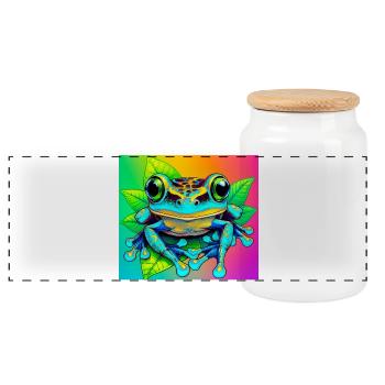 Frosch - Panorama Keksdose mit Holzdeckel - Weiß - Vorne