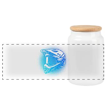 Digital Motocross Helmet Design - Panoramic Cookie Jar with Wooden Lid - white - Front