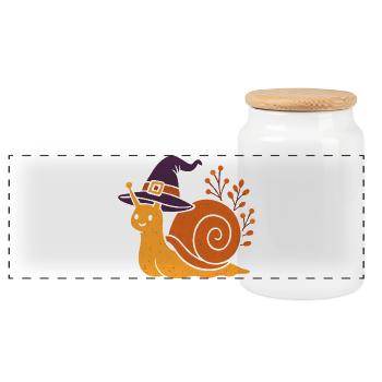 Escargot mignon avec chapeau de sorcière - Boîte à biscuits avec couvercle en bois - blanc - Devant