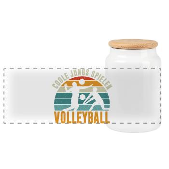 Volley-ball Enfants Cadeaux Joueurs de volley-ball - Boîte à biscuits avec couvercle en bois - blanc - Devant