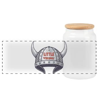 Little Viking Helmet - Panoramic Cookie Jar with Wooden Lid - white - Front