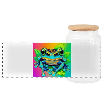 Frosch - Panorama Keksdose mit Holzdeckel - Weiß - Vorne