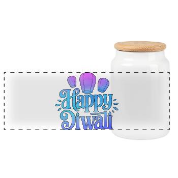 Happy Diwali Lanterns Gradient - Panoramic Cookie Jar with Wooden Lid - white - Front